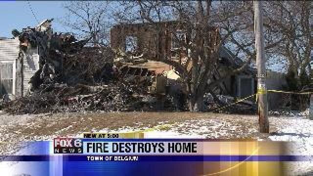 Fire destroys home in Town of Belgium