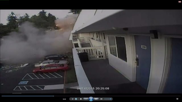 Surveillance video of Bremerton Motel 6 explosion