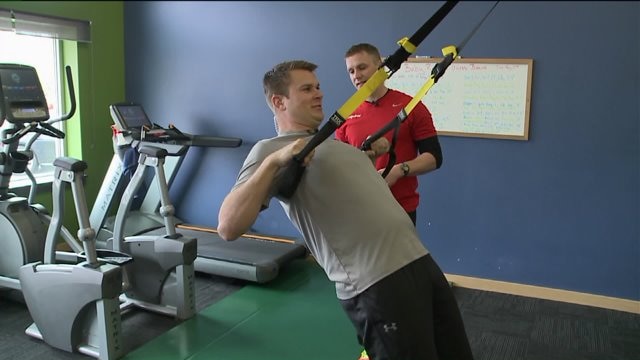 Chip gets in a good workout at Orange Shoe Personal Fitness