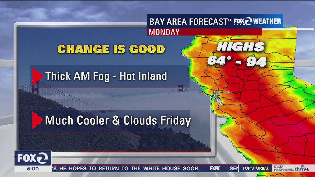 Thick fog, warmest day of the week