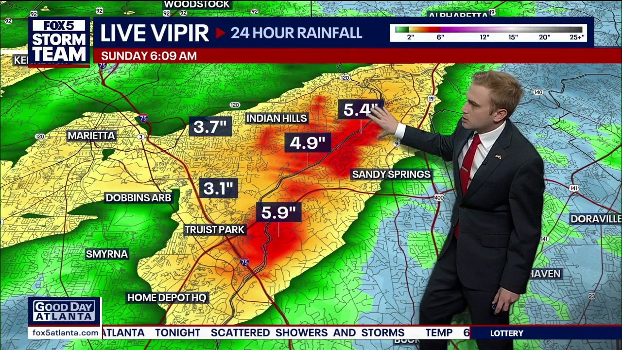 Nearly a half-foot of rain Saturday near Sandy Springs and East Cobb