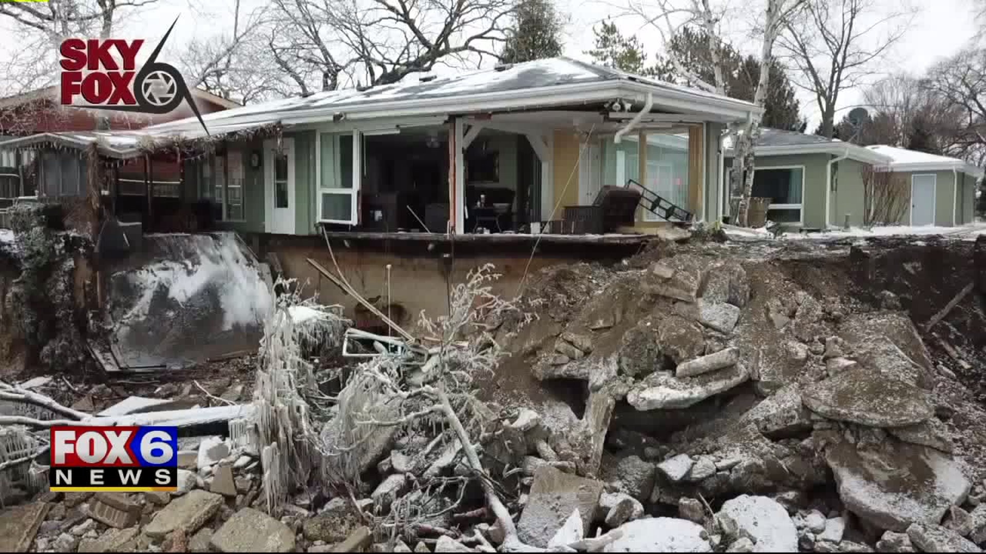 Contractors take action at Pleasant Prairie home teetering over Lake Michigan