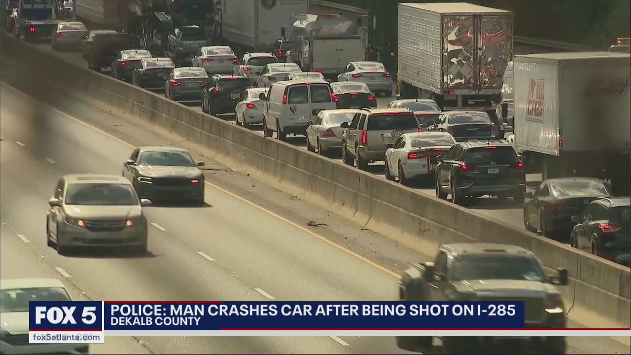 Man crashes car on I-285 after being shot, police say
