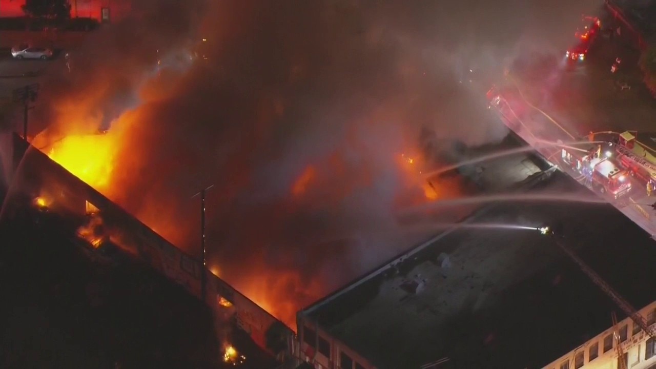 Fire at a warehouse in Chinatown Los Angeles