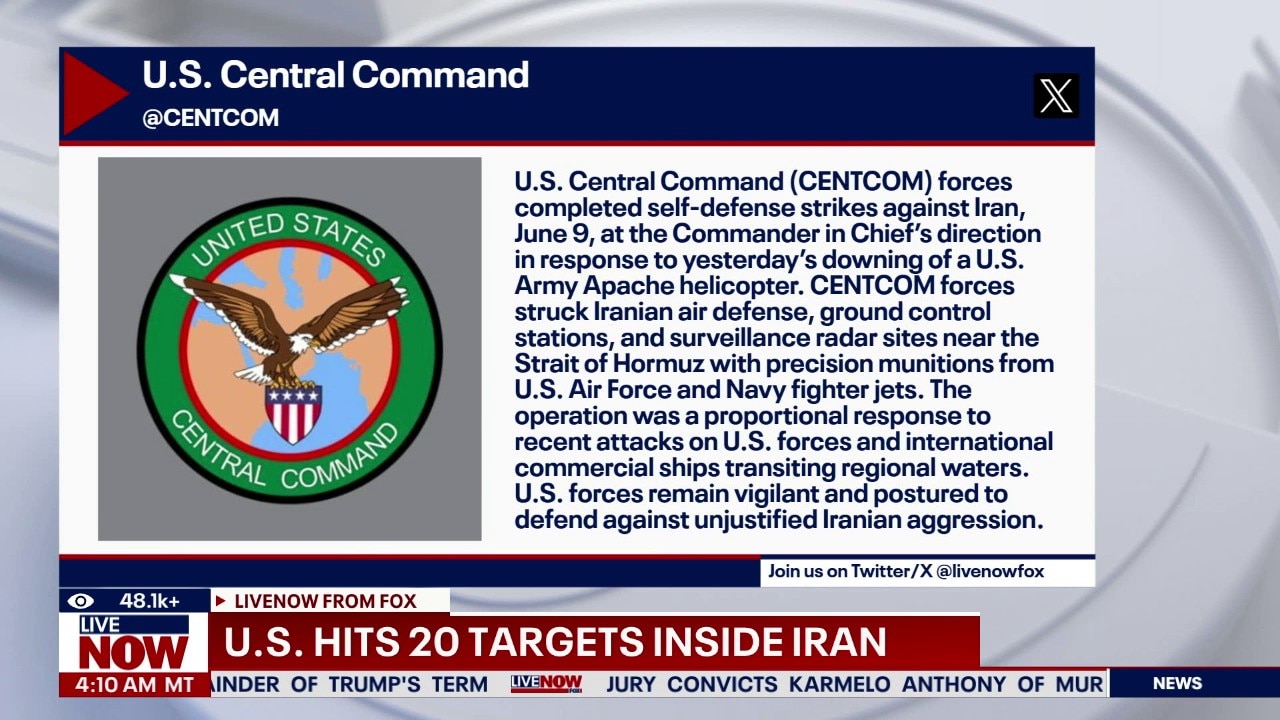 US hits 20 targets inside Iran