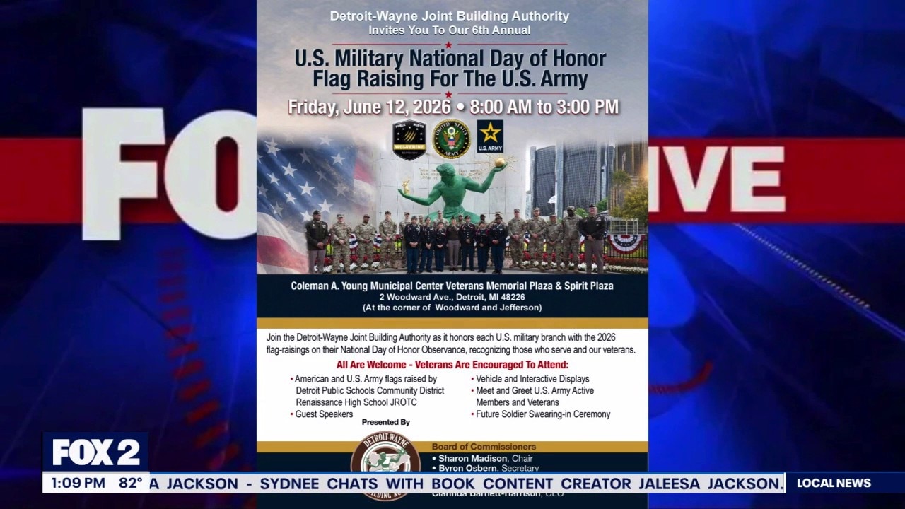 Sixth annual flag raising ceremony for U.S. Army this Friday in downtown Detroit