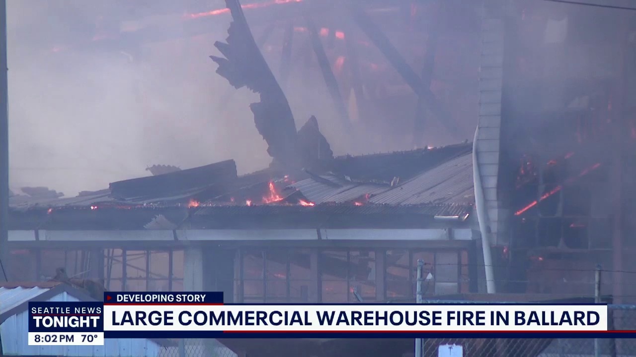 Large commercial warehouse fire in Seattle