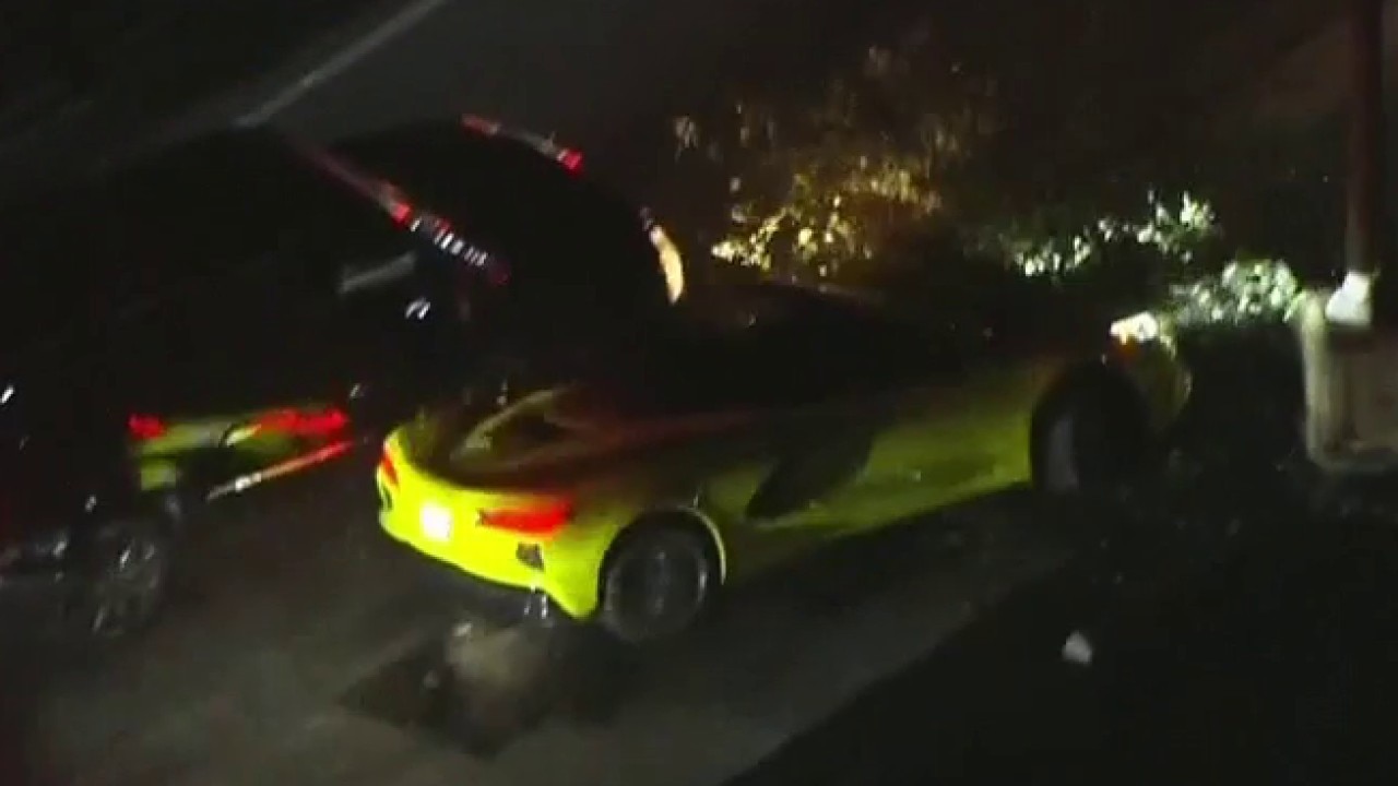 Police chase suspect crashes Corvette into tree