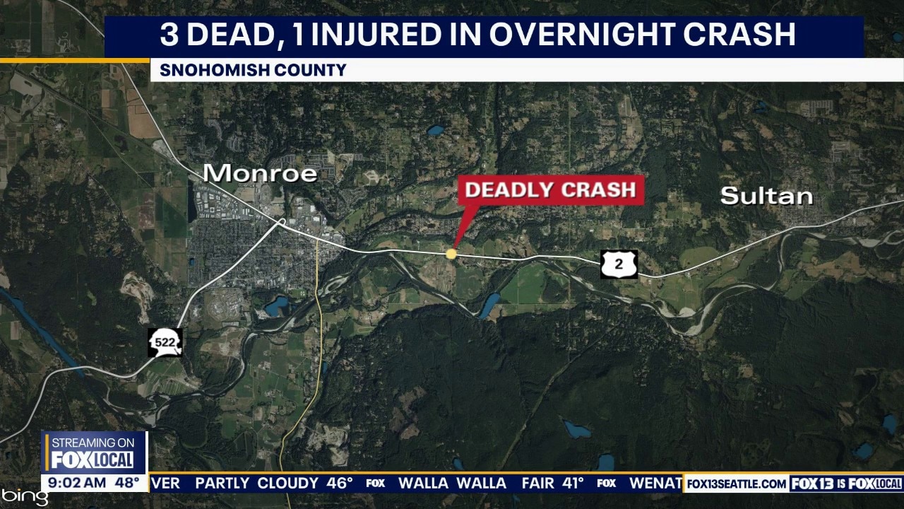 3 dead in crash on US 2 in Snohomish County, WA