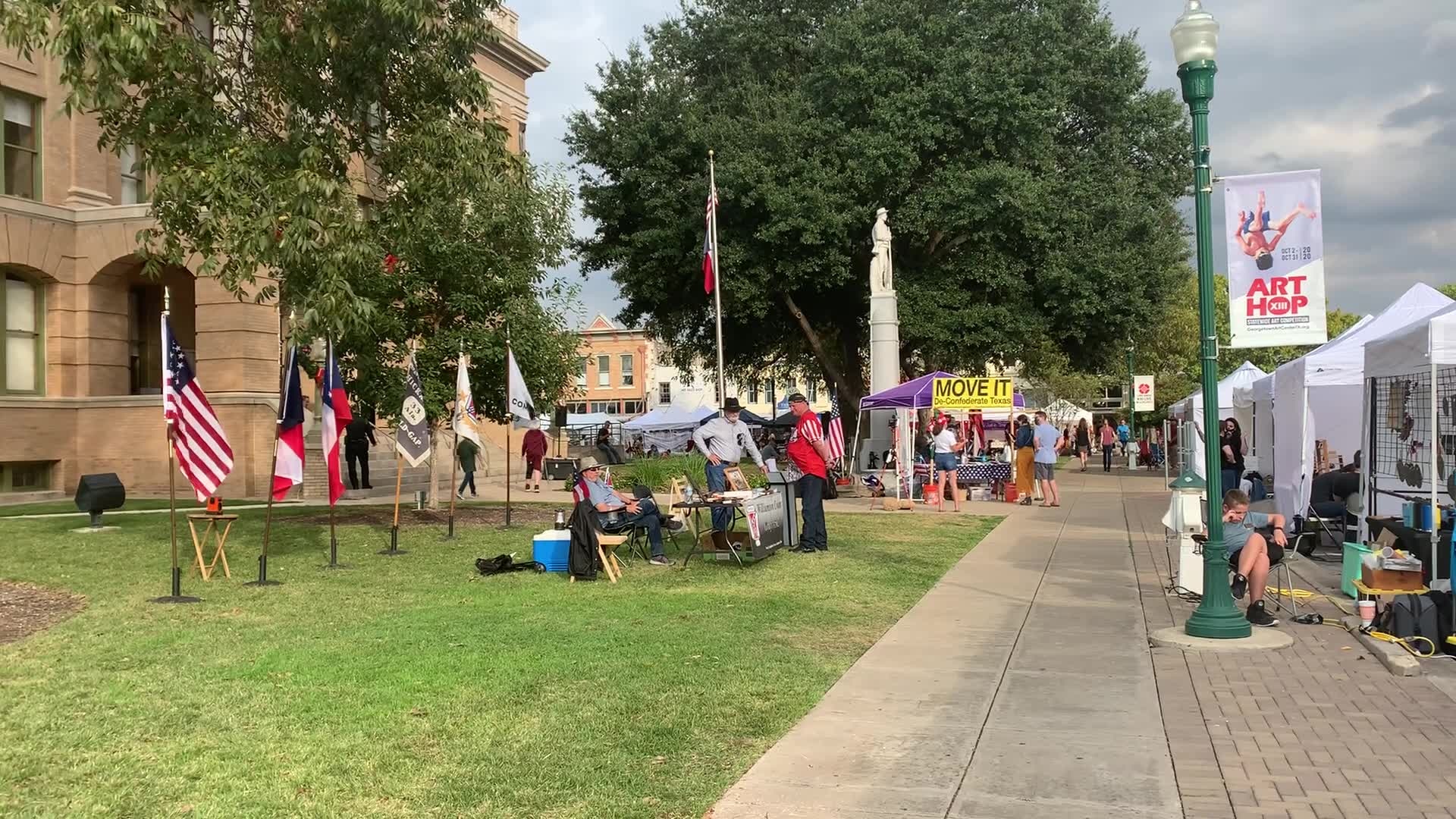 Two opposing groups set up near Confederate monument in Georgetown