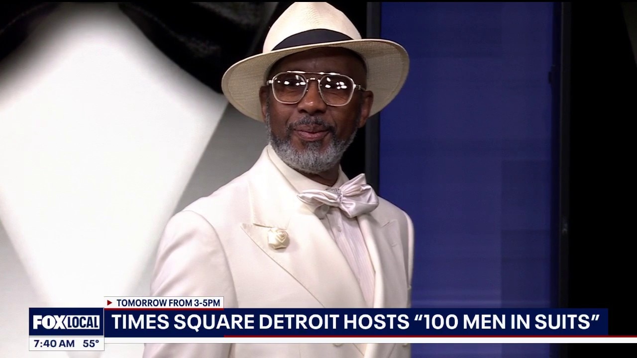 Times Square Detroit Hosts "100 Men in Suits"
