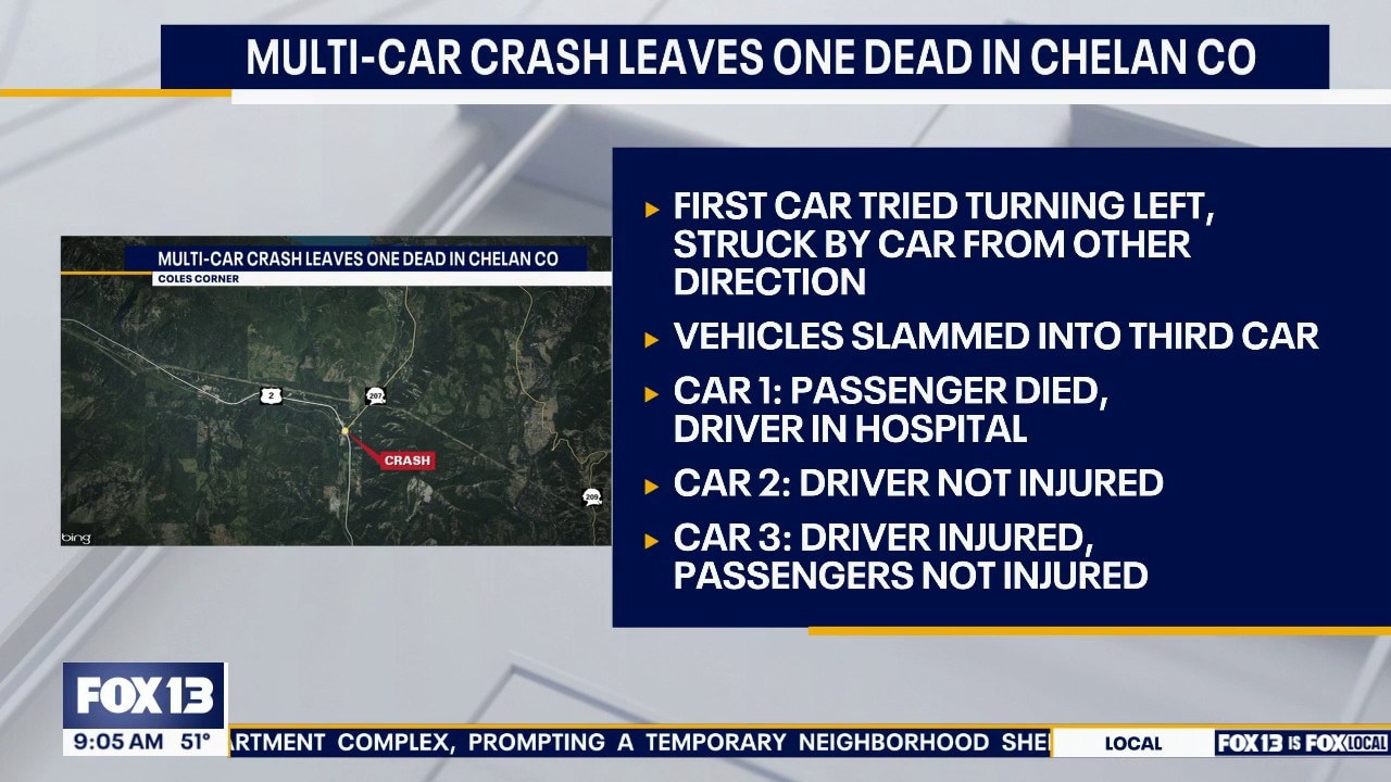 Oregon woman dies in three-car Chelan County crash
