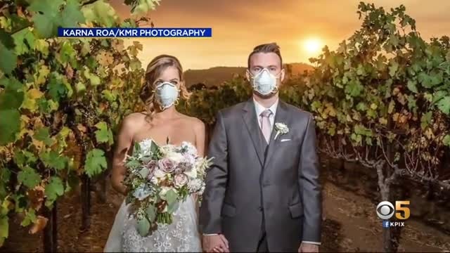 Viral wedding photo captures joy and sorrow during Kincade Fire