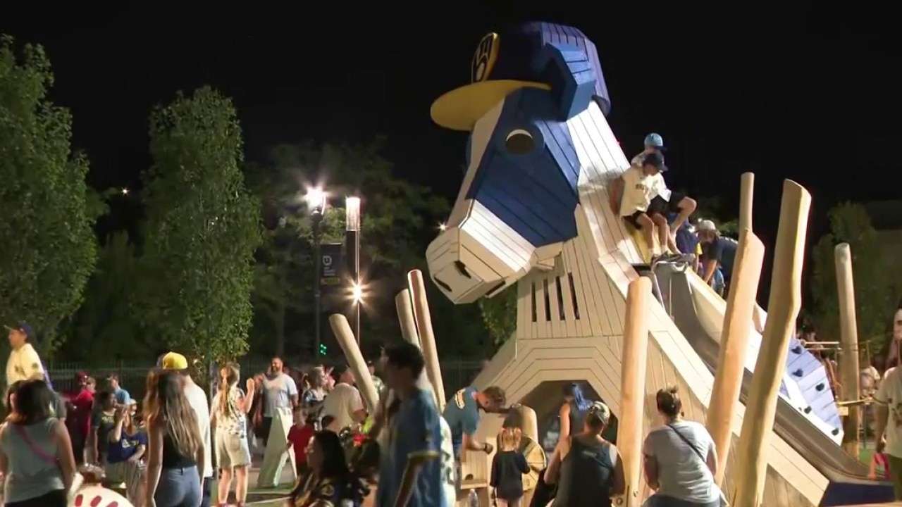 Brewers fans enjoy plaza before, after games