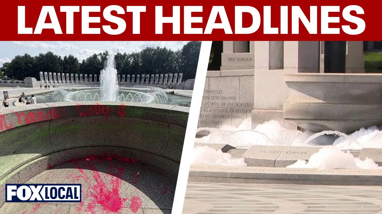 WWII Memorial spray painted, soap poured in fountains