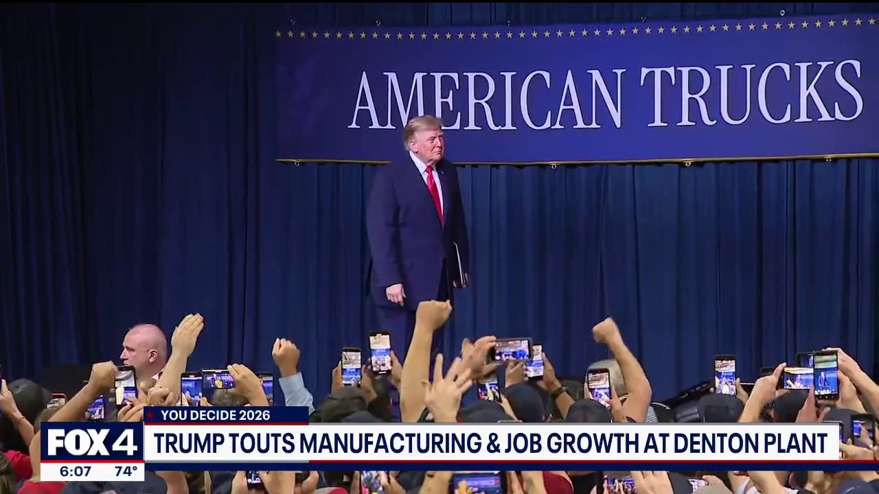 Trump speaks at Peterbilt Motors in Denton