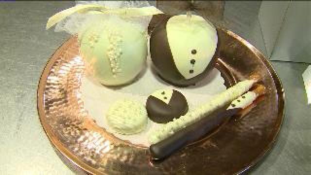 Laura shows off the tasty treats she made