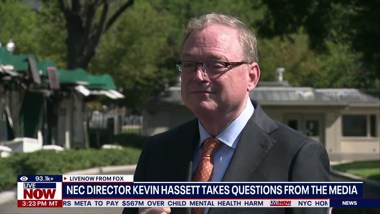 Trump adviser Kevin Hassett speaks outside White House