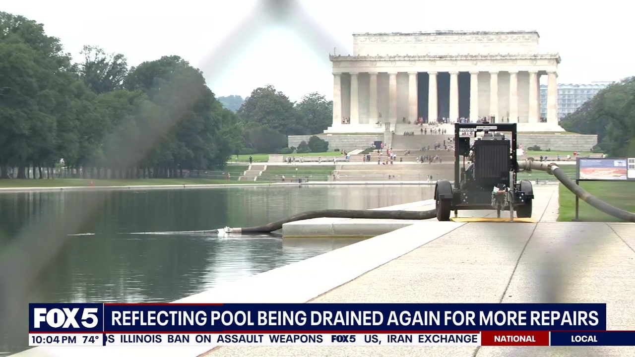 Reflecting pool drained again for repairs; Four arrested in Manassas murder