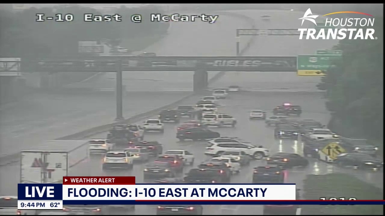 Busy Houston road floods in midst of storms