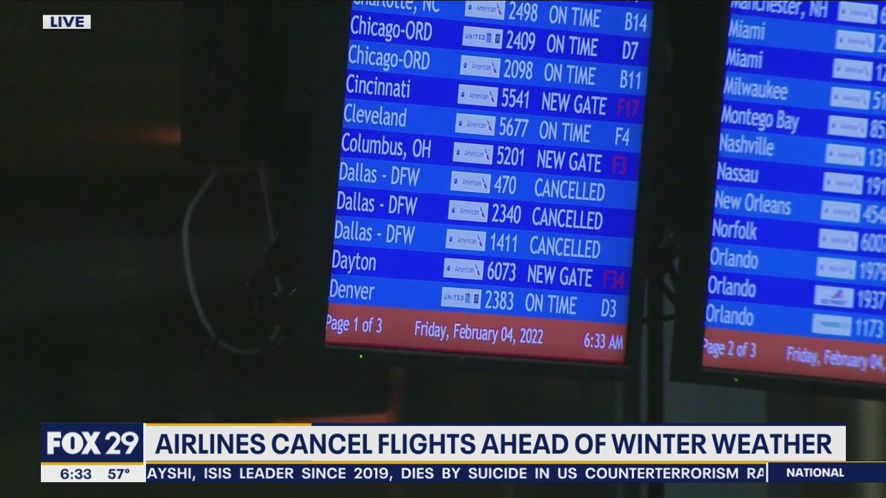 Airlines cancel flights as major winter storm impacts parts of the U.S.