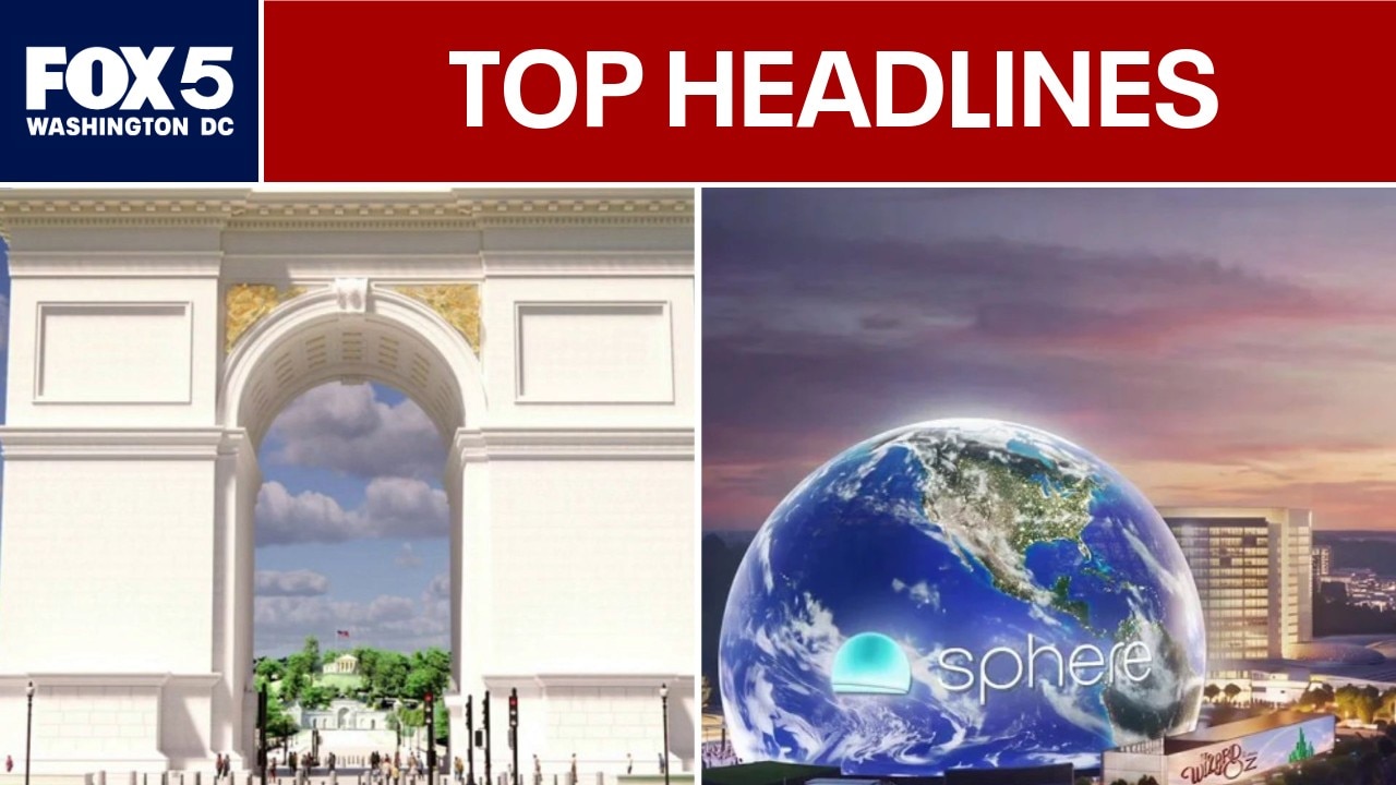 New renderings of Trump arch exclude military complex; new renderings of National Harbor Sphere
