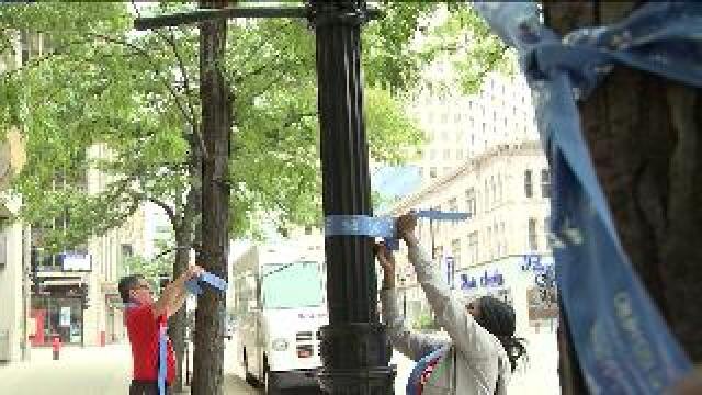 Blue ribbons for foster care awareness