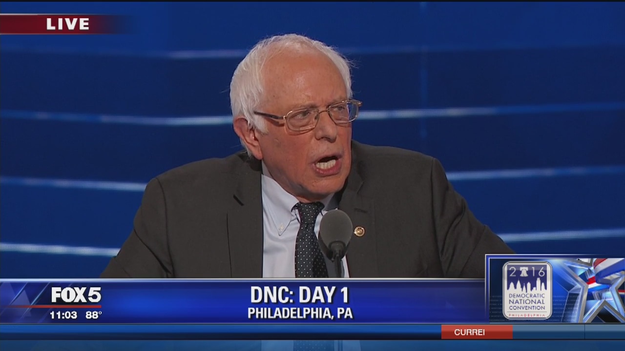 Bernie Sanders and Michelle Obama speak in support for Clinton at DNC