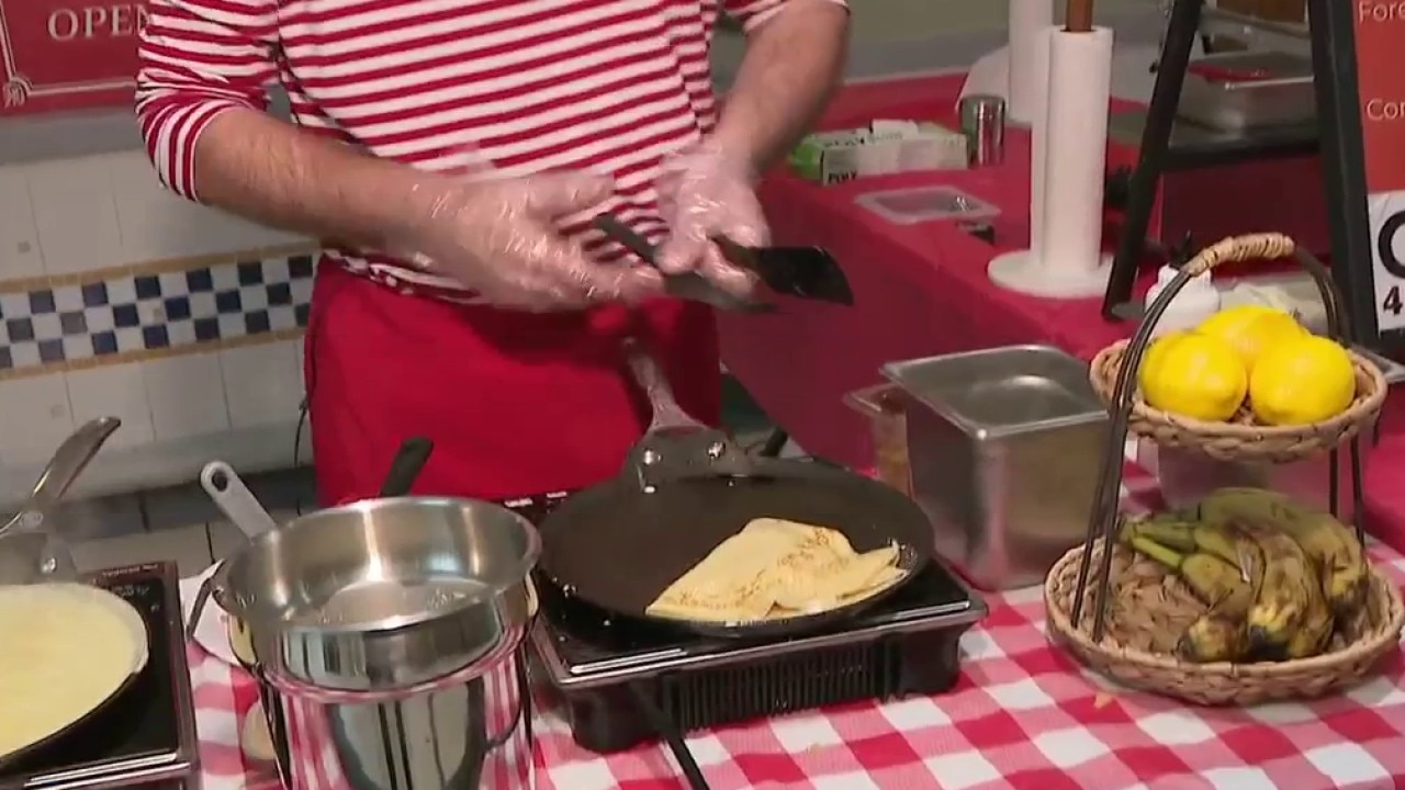 Making crêpes at the Brookfield Winter Farmers' Market