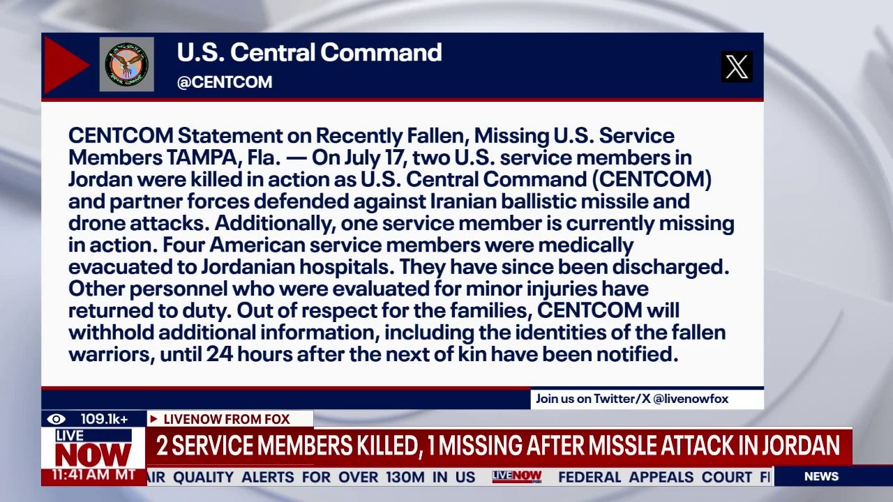 Two soldiers killed, one missing after missle attack