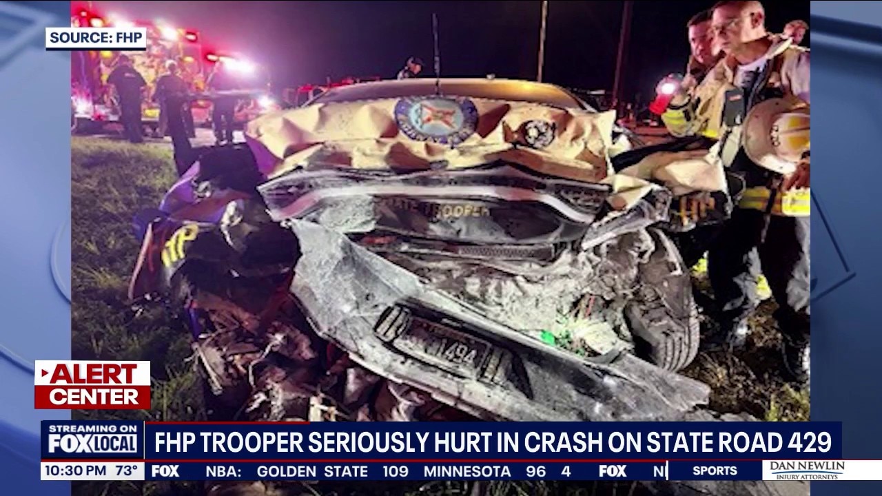 FHP trooper seriously hurt after truck slams into his marked patrol vehicle