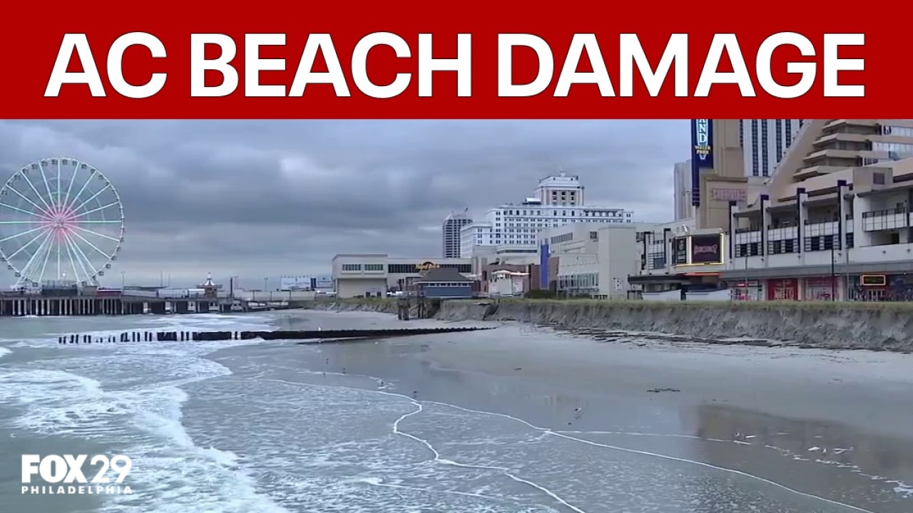 Nor'easter leaves sand cliffs, beach damage in Atlantic City