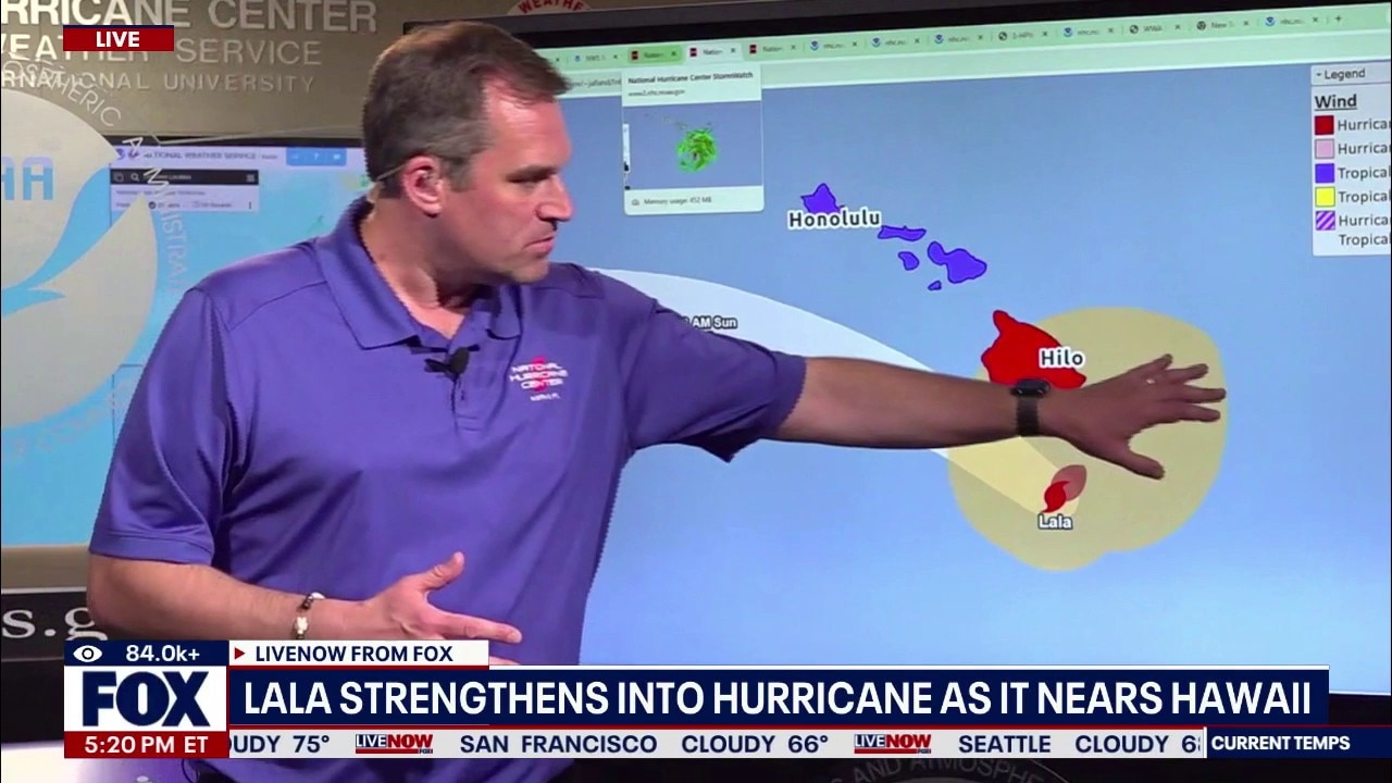 Lala strengthens into hurricane as it nears Hawaii