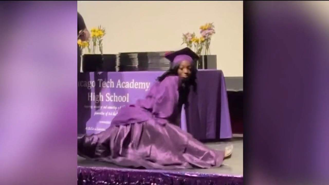 High school senior who did split at graduation receives diploma