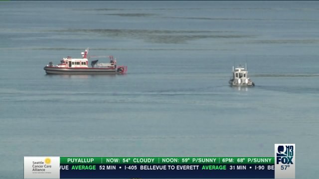 Crews searching for possible car in water near Hood Canal Bridge