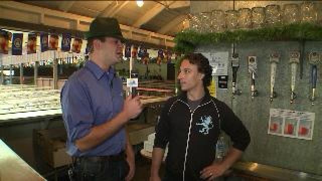 Chip learns about German beers at Oktoberfest