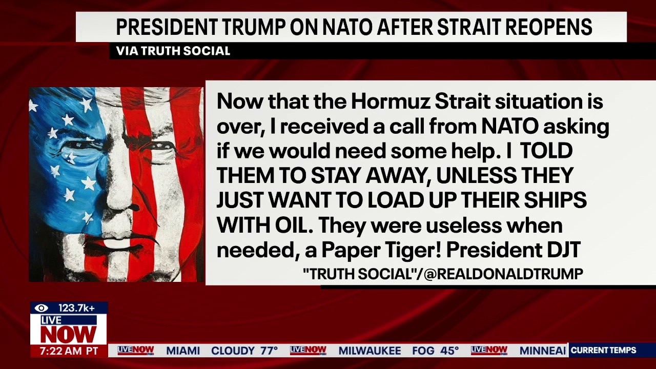 Trump slams NATO after Strait of Hormuz reopens