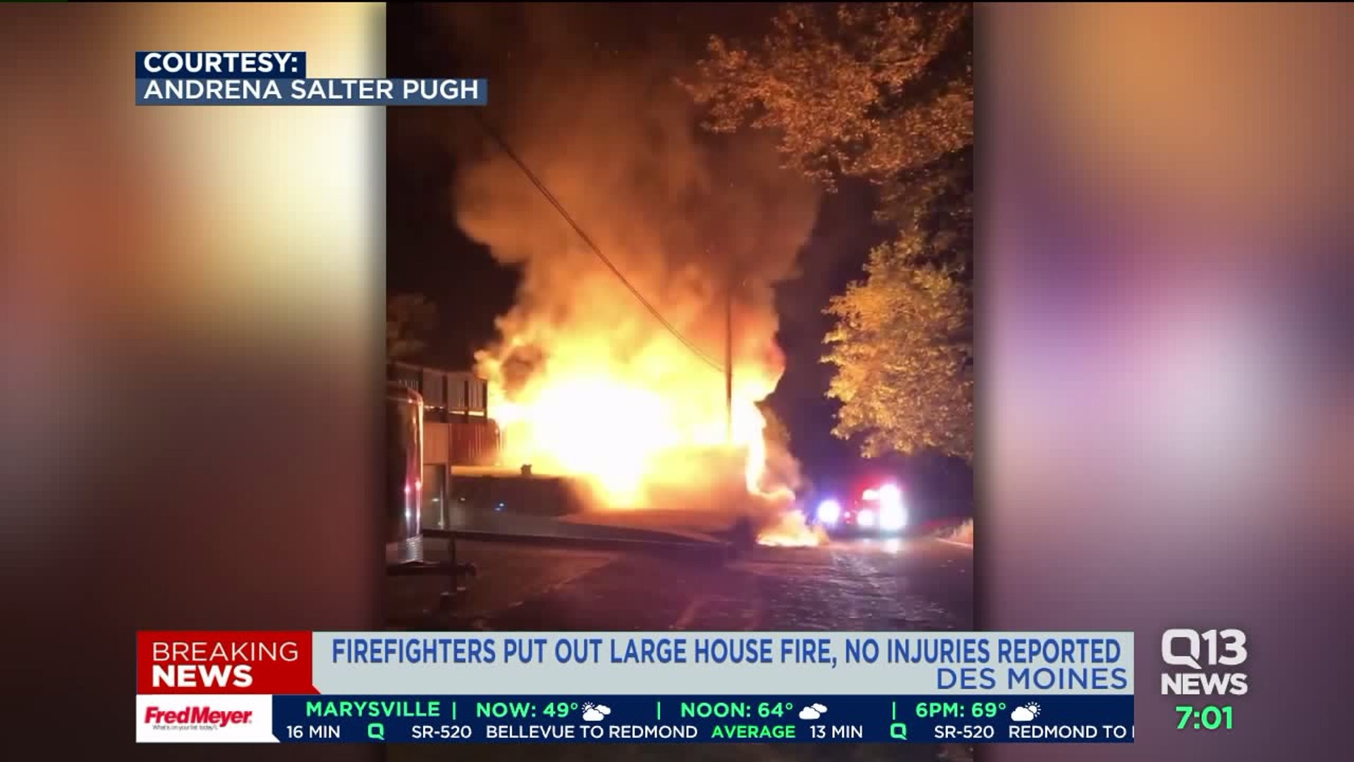 Firefighters put out large house fire in Des Moines