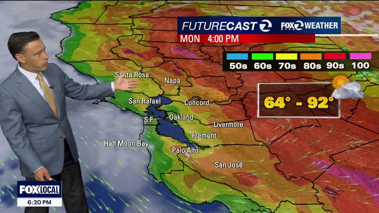 Cooler Monday forecast