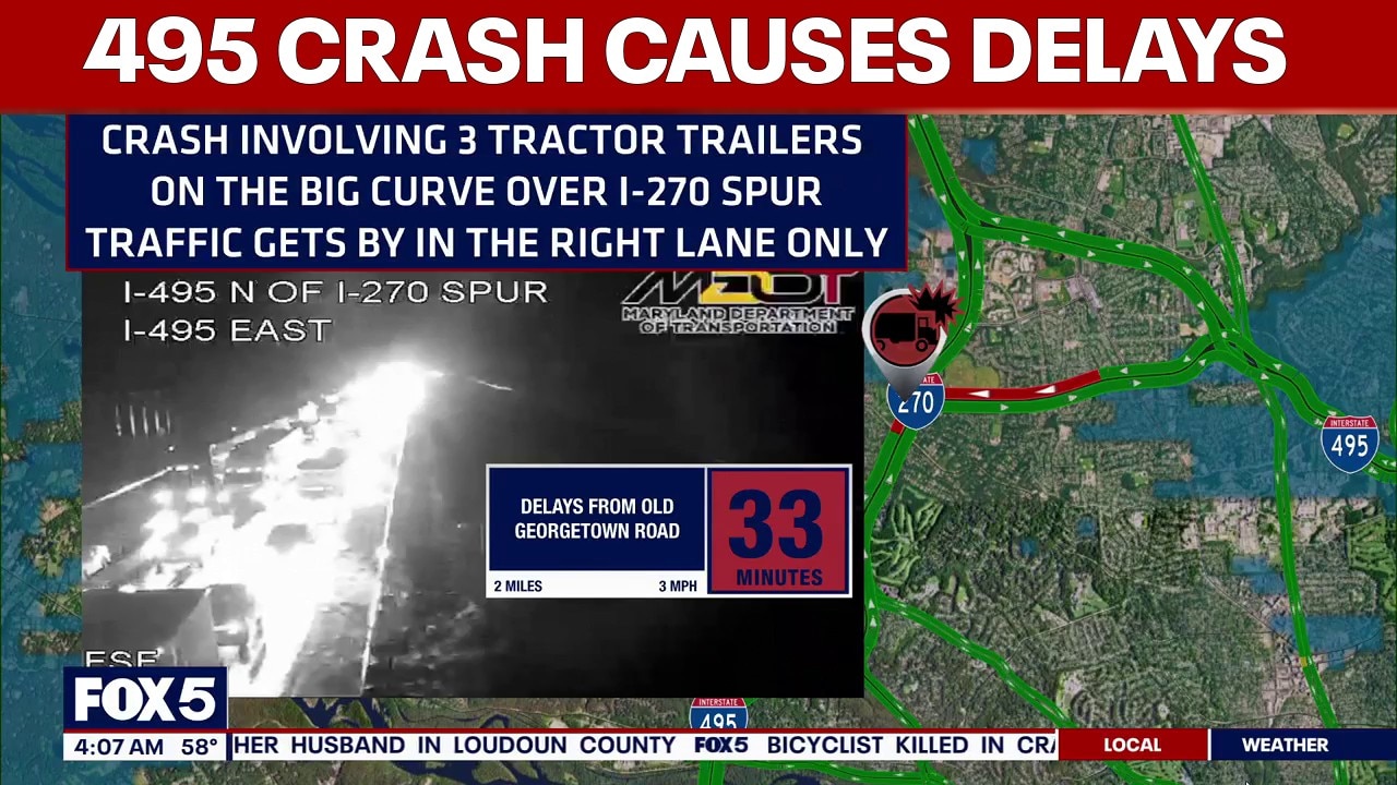 Collision involving 3 tractor trailers causes delays during wet Wednesday commute | FOX 5 AT 4AM