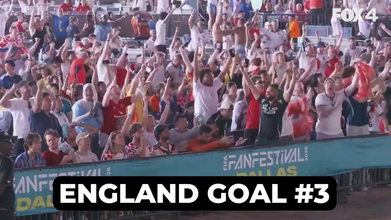 All England vs. Croatia goal reactions from FIFA Fan Fest Dallas