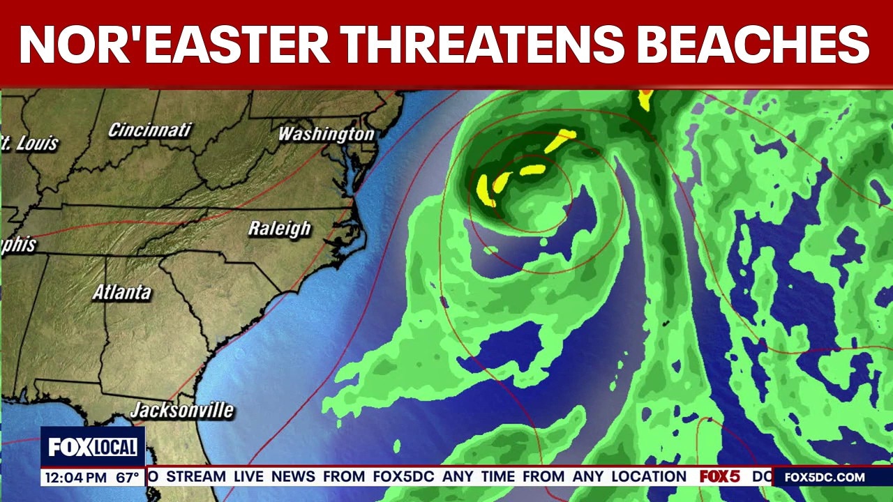 Offshore nor'easter threatens DE, MD, VA & NJ beaches