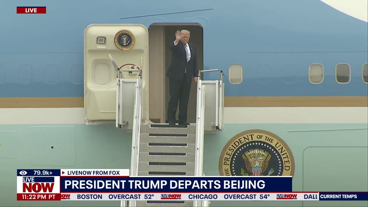 President Trump departs Beijing on Air Force One