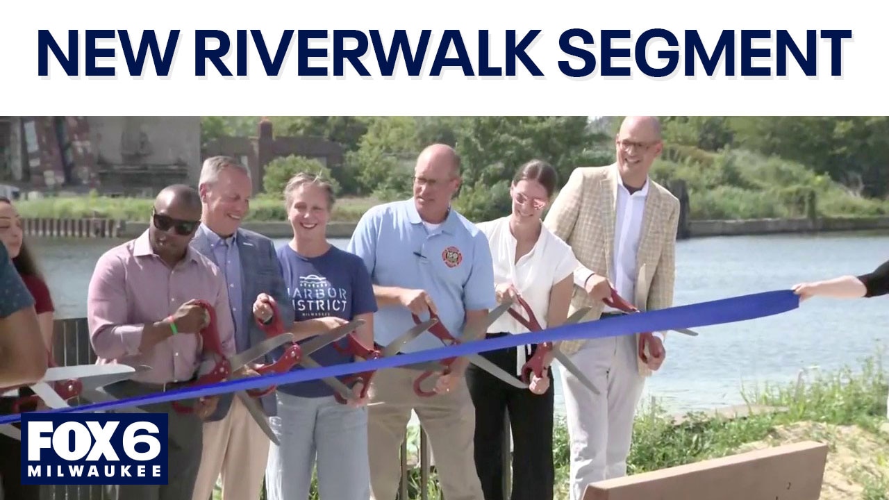 Milwaukee Harbor District Riverwalk ribbon cutting