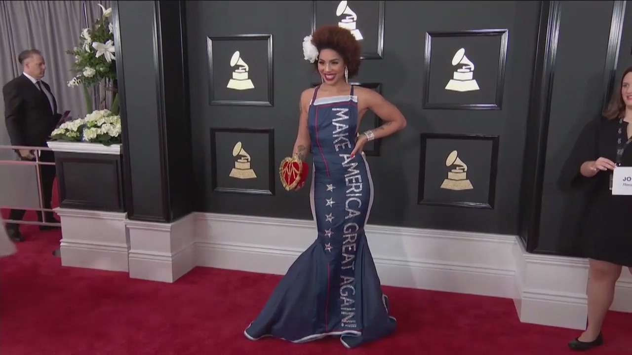 Recording artist who wore the Trump dress at the Grammys
