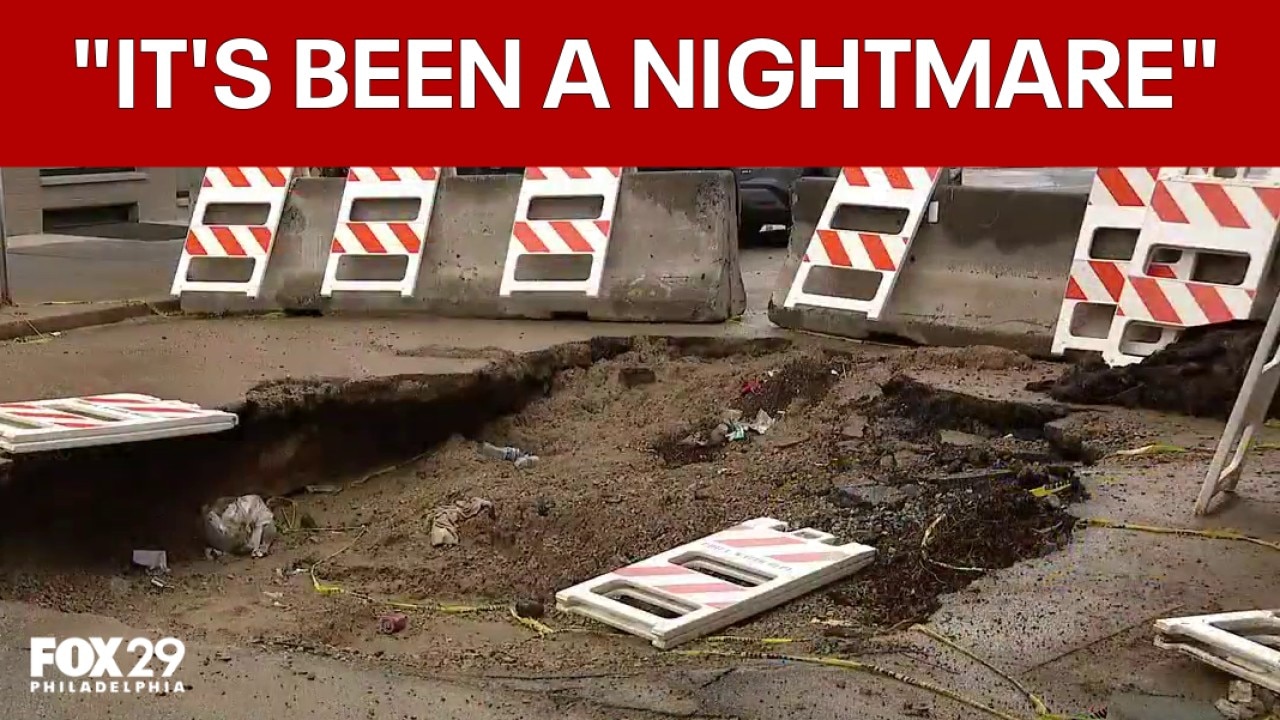 Residents frustrated by slow sinkhole repairs on Jefferson Street in North Philly