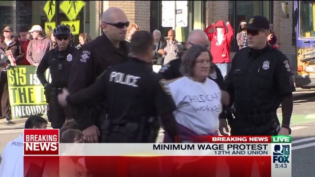 Minimum wage protesters arrested in Seattle