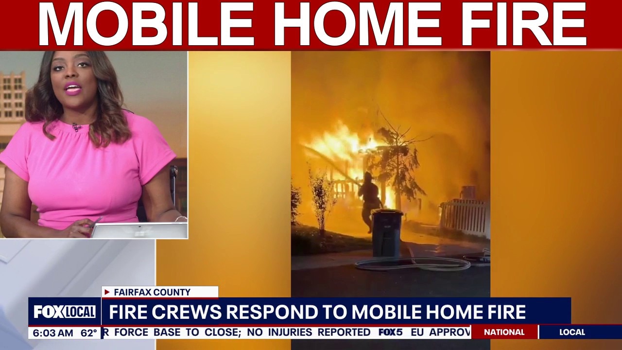 Fire crews battle fully involved mobile home fire in Chantilly | FOX 5 AT 6AM