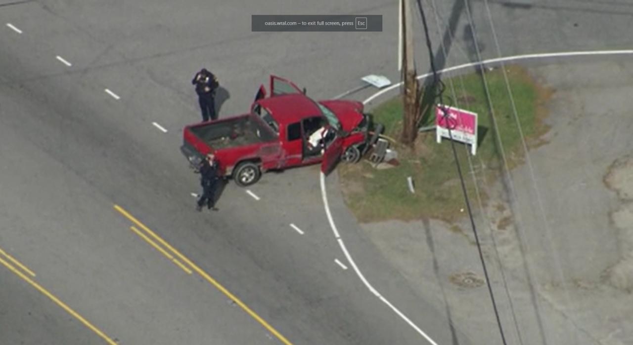 Red pick-up truck leads Raleigh police on chase after shots fired at local mall