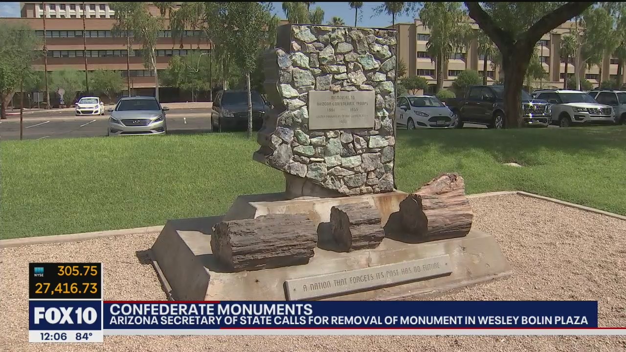 Arizona secretary of state calls for removal of Confederate monument at state Capitol